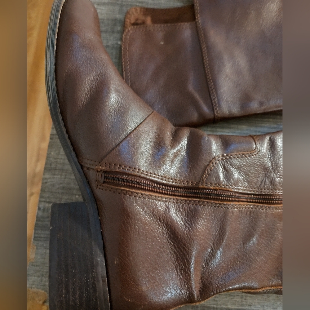 Brown Leather Knee-High Boots NINE WEST - Picture 2 of 5